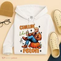 Trump Chillin Like A Felon Pumpkin Spice Halloween Hoodie thumb 4