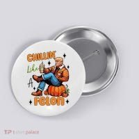 Trump Chillin Like A Felon Pumpkin Spice Halloween Button thumb 0