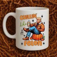 Trump Chillin Like A Felon Pumpkin Spice Halloween Coffee Mug thumb 2