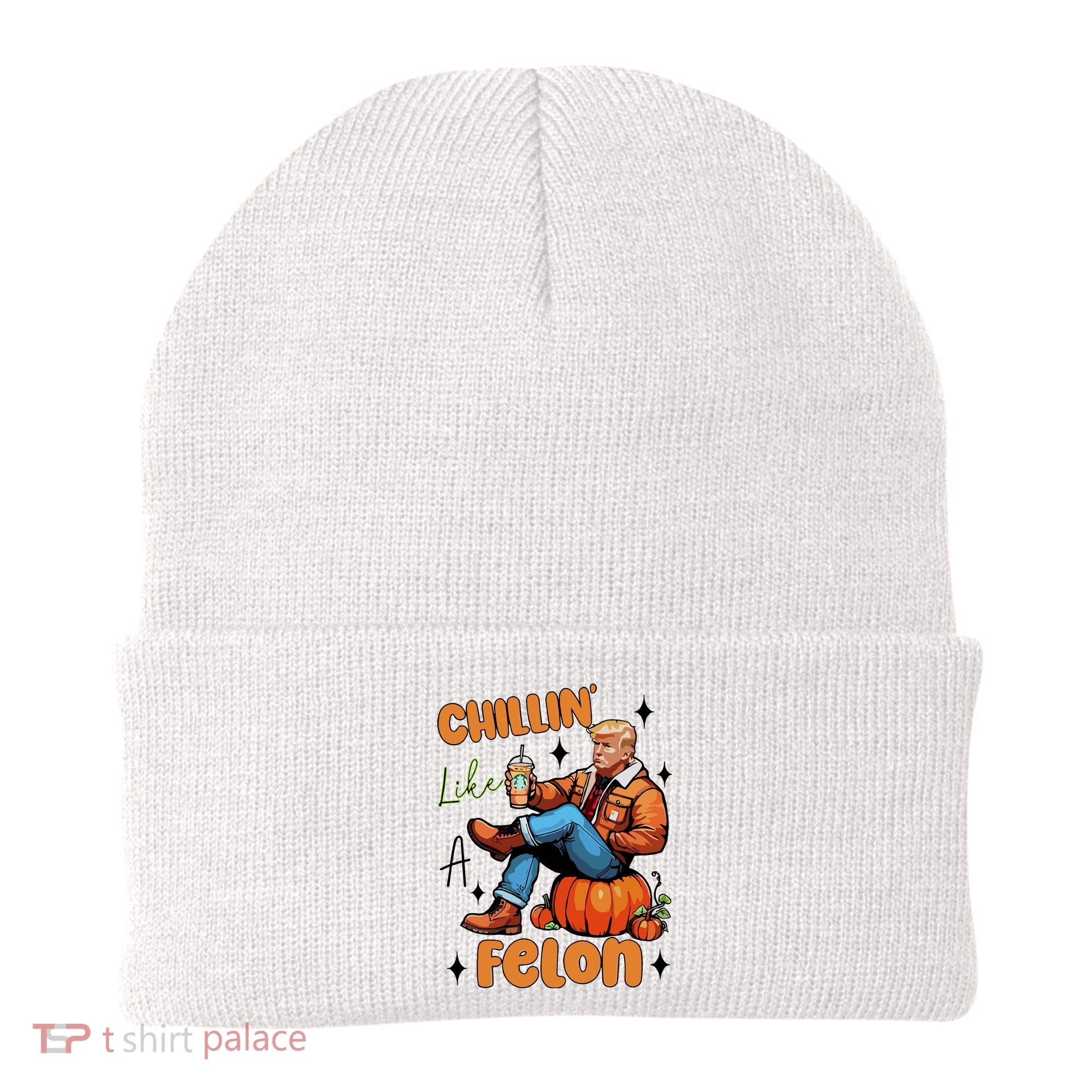 Trump Chillin Like A Felon Pumpkin Spice Halloween Beanie