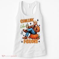 Trump Chillin Like A Felon Pumpkin Spice Halloween Women's Tank Top thumb 0