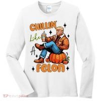 Trump Chillin Like A Felon Pumpkin Spice Halloween Women's Long Sleeve Shirt thumb 0