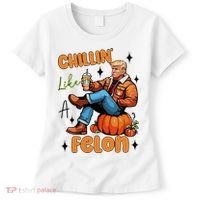 Trump Chillin Like A Felon Pumpkin Spice Halloween Women's T-Shirt thumb 0