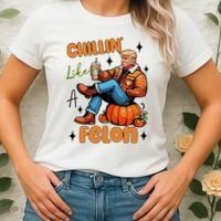 Trump Chillin Like A Felon Pumpkin Spice Halloween Women's T-Shirt thumb 2