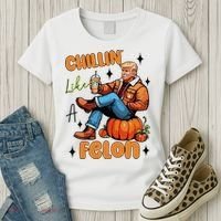 Trump Chillin Like A Felon Pumpkin Spice Halloween Women's T-Shirt thumb 3