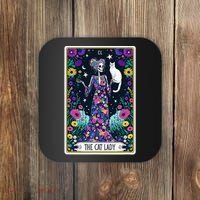 The Cat Lady Tarot Card Halloween Skeleton Skul Occult Magic Coaster thumb 0