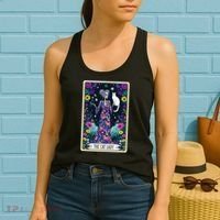 The Cat Lady Tarot Card Halloween Skeleton Skul Occult Magic Women's Tank Top thumb 2