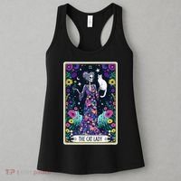 The Cat Lady Tarot Card Halloween Skeleton Skul Occult Magic Women's Tank Top thumb 3
