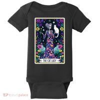 The Cat Lady Tarot Card Halloween Skeleton Skul Occult Magic Baby Bodysuit thumb 0