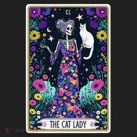 The Cat Lady Tarot Card Halloween Skeleton Skul Occult Magic Hat thumb 2
