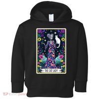 The Cat Lady Tarot Card Halloween Skeleton Skul Occult Magic Toddler Hoodie thumb 0
