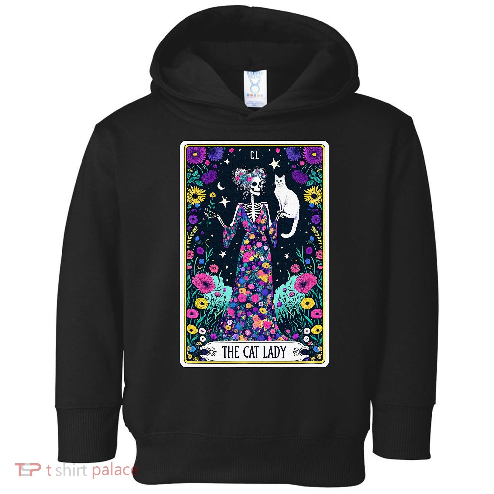 The Cat Lady Tarot Card Halloween Skeleton Skul Occult Magic Toddler Hoodie