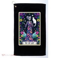 The Cat Lady Tarot Card Halloween Skeleton Skul Occult Magic Golf Towel thumb 0