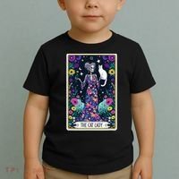 The Cat Lady Tarot Card Halloween Skeleton Skul Occult Magic Toddler T-Shirt thumb 2
