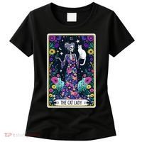 The Cat Lady Tarot Card Halloween Skeleton Skul Occult Magic Women's T-Shirt thumb 0
