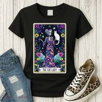 The Cat Lady Tarot Card Halloween Skeleton Skul Occult Magic Women's T-Shirt thumb 3
