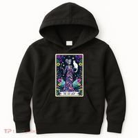 The Cat Lady Tarot Card Halloween Skeleton Skul Occult Magic Kids Hoodie thumb 0