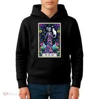 The Cat Lady Tarot Card Halloween Skeleton Skul Occult Magic Kids Hoodie thumb 4