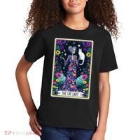 The Cat Lady Tarot Card Halloween Skeleton Skul Occult Magic Kids T-Shirt thumb 2