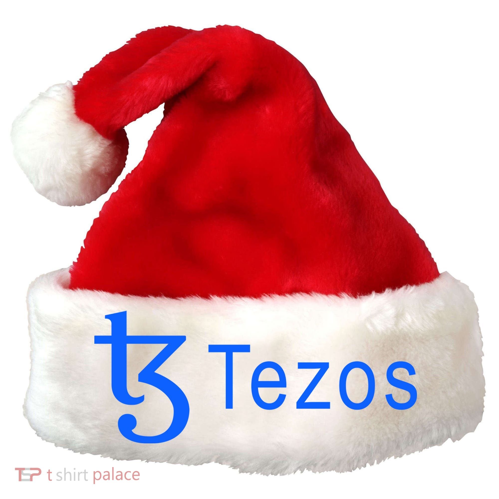 Tezos Cryptocurrency Logo Santa Hat