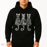 Three Cats Motif Paisley Cute Animal Cat Lovers Artists Hoodie thumb 2