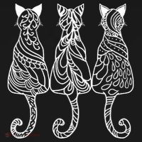 Three Cats Motif Paisley Cute Animal Cat Lovers Artists Apron thumb 3