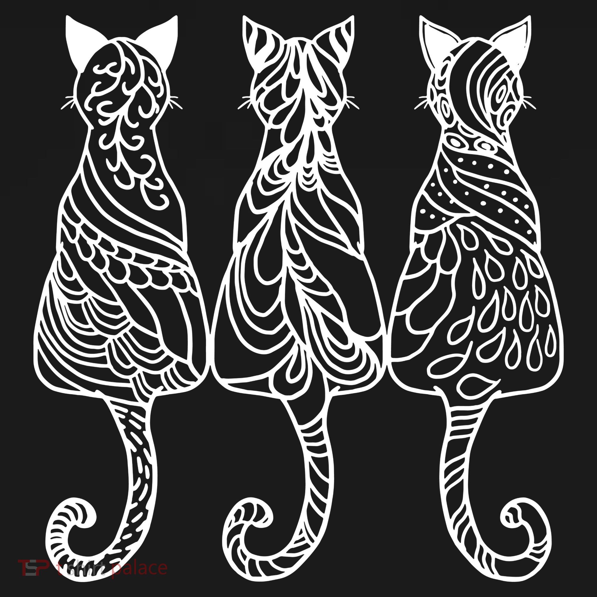 Three Cats Motif Paisley Cute Animal Cat Lovers Artists Backpack