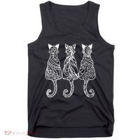 Three Cats Motif Paisley Cute Animal Cat Lovers Artists Tank Top thumb 0