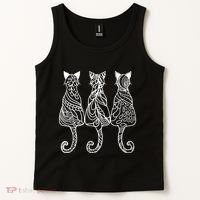 Three Cats Motif Paisley Cute Animal Cat Lovers Artists Tank Top thumb 2