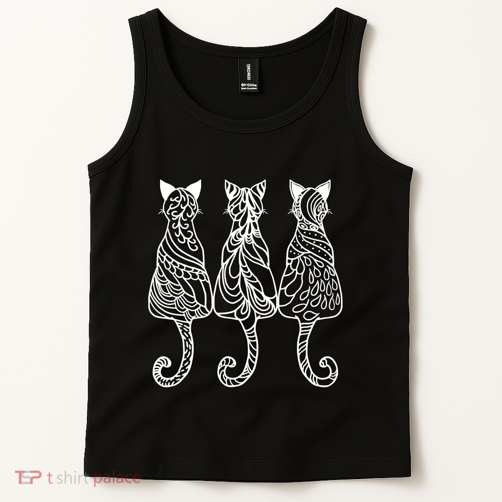 Three Cats Motif Paisley Cute Animal Cat Lovers Artists Tank Top