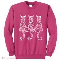 Three Cats Motif Paisley Cute Animal Cat Lovers Artists Sweatshirt thumb 0
