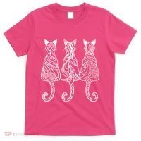Three Cats Motif Paisley Cute Animal Cat Lovers Artists T-Shirt thumb 0