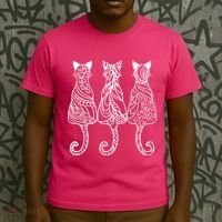 Three Cats Motif Paisley Cute Animal Cat Lovers Artists T-Shirt thumb 3