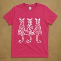 Three Cats Motif Paisley Cute Animal Cat Lovers Artists T-Shirt thumb 5