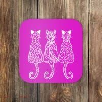Three Cats Motif Paisley Cute Animal Cat Lovers Artists Coaster thumb 0