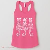 Three Cats Motif Paisley Cute Animal Cat Lovers Artists Women's Tank Top thumb 0