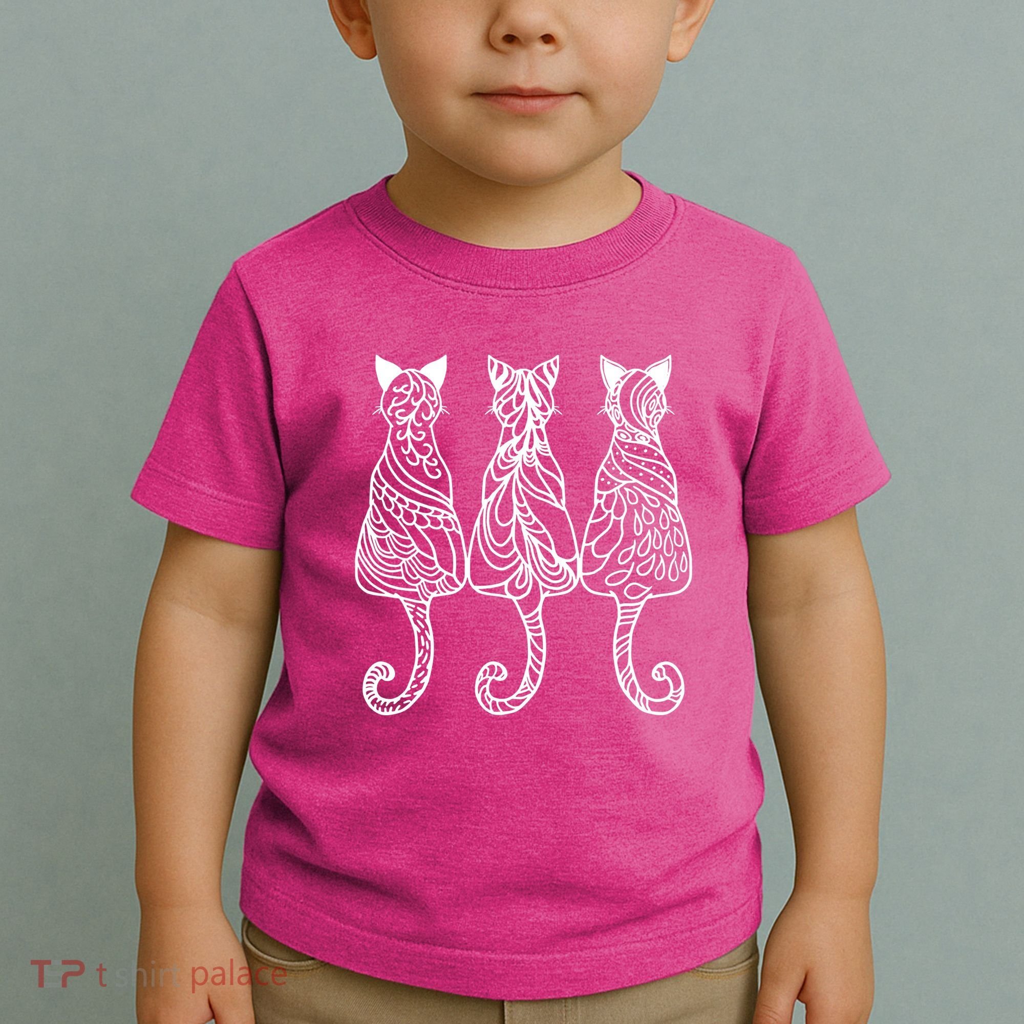 Three Cats Motif Paisley Cute Animal Cat Lovers Artists Toddler T-Shirt