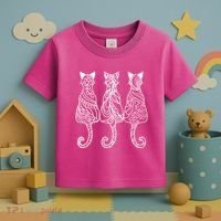 Three Cats Motif Paisley Cute Animal Cat Lovers Artists Toddler T-Shirt thumb 3