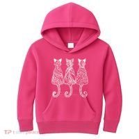 Three Cats Motif Paisley Cute Animal Cat Lovers Artists Kids Hoodie thumb 0
