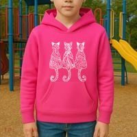 Three Cats Motif Paisley Cute Animal Cat Lovers Artists Kids Hoodie thumb 2
