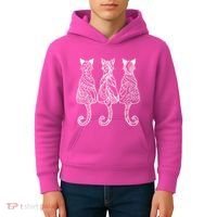 Three Cats Motif Paisley Cute Animal Cat Lovers Artists Kids Hoodie thumb 4