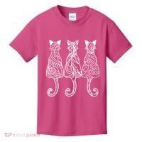 Three Cats Motif Paisley Cute Animal Cat Lovers Artists Kids T-Shirt thumb 0