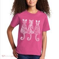 Three Cats Motif Paisley Cute Animal Cat Lovers Artists Kids T-Shirt thumb 2
