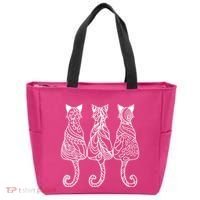 Three Cats Motif Paisley Cute Animal Cat Lovers Artists Tote Bag thumb 0