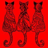 Three Cats Motif Paisley Cute Animal Cat Lovers Artists Santa Hat thumb 1