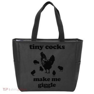 Tiny Cocks Make Me Giggle Chicken Funny Saying Quote Tote Bag