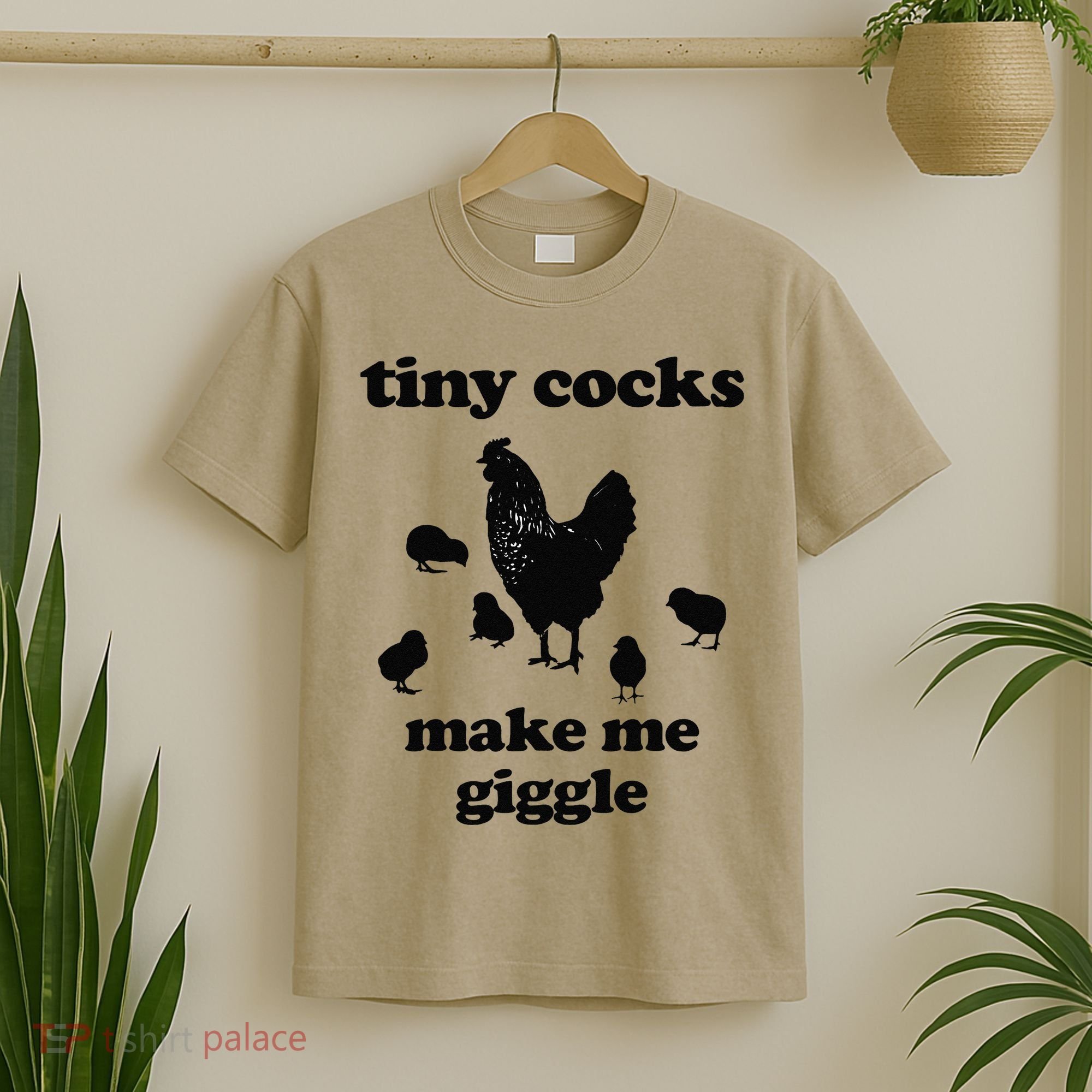 Tiny Cocks Make Me Giggle Chicken Funny Saying Quote T-Shirt
