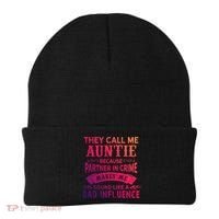They Call Me Auntie Funny Partner In Crime Bad Influence Gift Beanie thumb 0