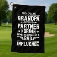They Call Me Grandpa Partner In Crime Golf Towel thumb 1