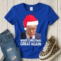 Trump Claus Make Christmas Great Again Trump Mugshot Gift Women's T-Shirt thumb 3